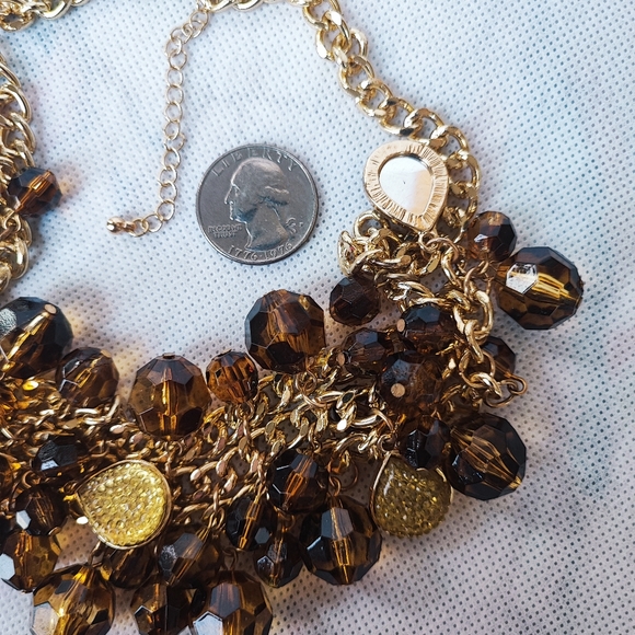 Acrylic Faceted Root Beer Citrine Molded Plastic Teardrop Necklace Unsigned EUC - Picture 8 of 12